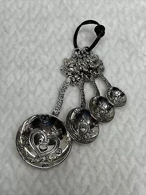 Vintage Silver Double Side 4 Rare Frogs On Handles/ Hearts Measuring Spoons • $21.25