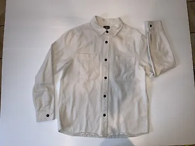 H&M Men's M Regular Fit Overshirt Cream Button Up Long Sleeve • $10