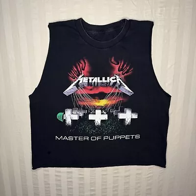 Metallica Master Of Puppets Shirt Mens Large Graphic Band Tee Sleeveless Chop • $6