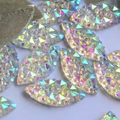 100pcs 7x15mm AB Horse-Eye Fancy Resin Crystal Gems Non-hotfix Rhinestones • $7.50