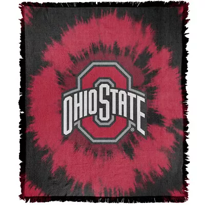 Ohio State Blanket 50 X60  Circle Tie Dye Woven Cotton Blend Throw • $50.99