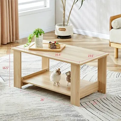 Modern Minimalist Log Colored Double Layered Rectangular Coffee Table Tea Table • $69.99