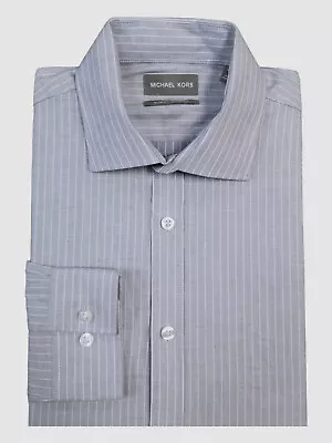 $85 Michael Kors Men's Slim-Fit Blue Stripe Stretch Dress Shirt Size 15.5 34/35 • $27.98