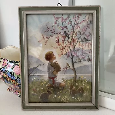 Vintage Margaret Tarrant Framed Print Morning Carol Children’s Picture Nursery • $18.66