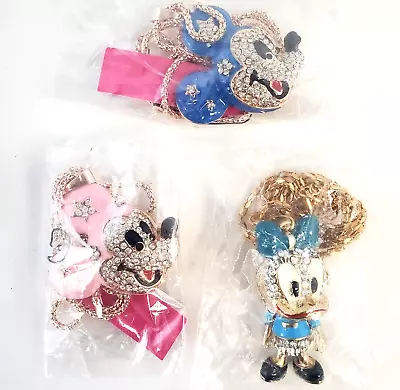 Betsey Johnson Disney Crystal Fashion Necklace Pendant Lot Of 3 Mickey Daisy New • $19.99