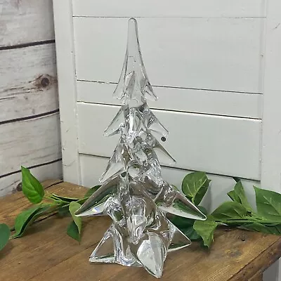 VTG 11  Christmas Tree Lead Crystal Clear ART Glass Centerpiece SIGMA JAPAN • $115