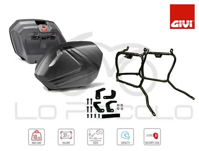 GIVI PAIR SIDE SUITCASES V37NNT KAWASAKI Versys 650 2020 + BRACKETS + KIT • £391.69