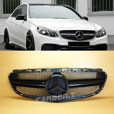 For 2014 2015 Benz E-Class W212 Facelift E63 A Look All Gloss Black Front Grille • $217.55