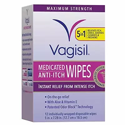 $8.07 • Buy Vagisil Anti-Itch Medicated Feminine Intimate Wipes For Women,12 Wipes Wrapped
