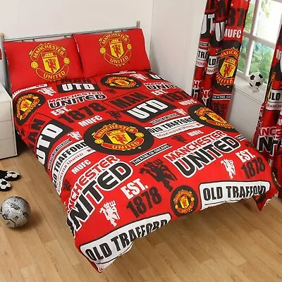 Manchester United 'Patch' Double Duvet Cover Bedding Set Reversible Quilt • £31.99