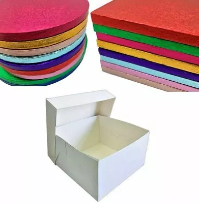 Colour Cake Drum Board & White Box + Lid Combo Pack For Wedding Birthday Cakes • £5.99