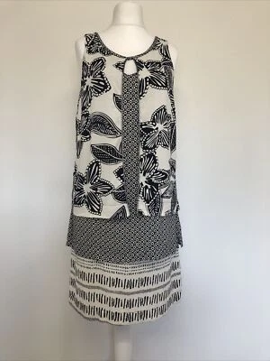 £25 • Buy Miss Captain B&w Layered Sleeveless Dress Size 38