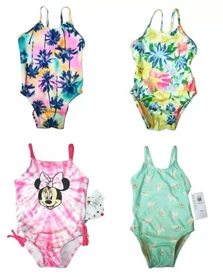 Old Navy One-Piece Bow-Tie Toddler Swimsuit Pink Green Minnie Mouse Unicorn Palm • $12