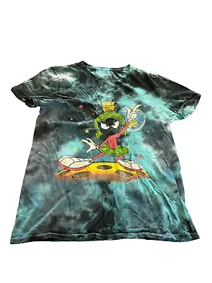 Vintage Looney Tunes Men’s T-shirt Size S Tie Dye Blue Marvin Martian Space Y2K • $21.02