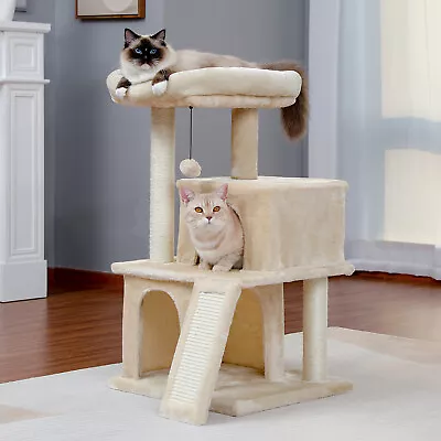 Modern Small Cat Tree Tower Double Condos Perch Scratching Posts Climbing • $84.02