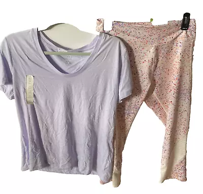 Tek Gear Women Size Large Nwt Cream Paint Splatter Capris & New Large Top Outfit • $33.99