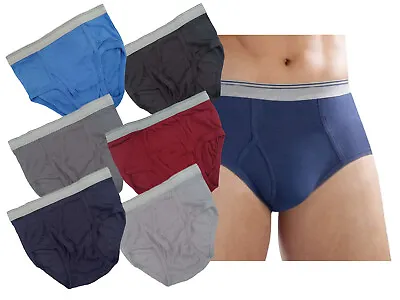 6 Pc Men Color Briefs Cotton Underwear Old School Open Front Vintage Style • $16.95