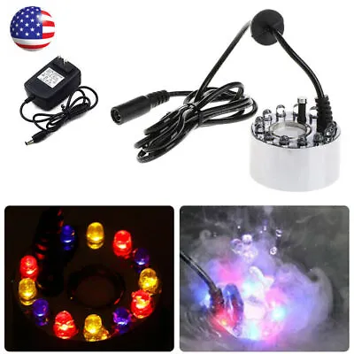 12 LED Ultrasonic Mist Maker Light Fogger Water Fountain Pond W/ Power Adapter • $10.98