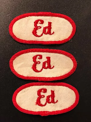 Vintage ED Name Tag Job Work Shirt Uniform Patch Red/White. Old School Mechanic • $6.99