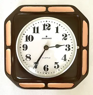 Vintage 1970s German Pottery Junghans Wall Clock In Excellent Working Condition • $85