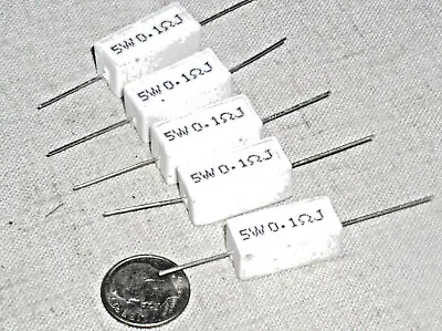 5 New .1 Ohm 5w 5 W Watt Power Supply Current Sense Resistor Load Wirewound Usa • $8.39