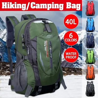 $22.51 • Buy Large Hiking Backpack Bag Camping Travel Outdoor Luggage Rucksack Waterproof 40L