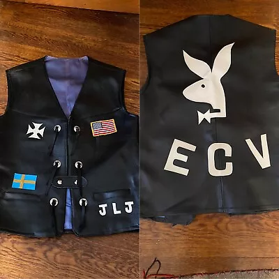 E Clampus Vitus Faux Leather Vest Playboy Bunny Maltese Cross Flags  ECV • $24.99