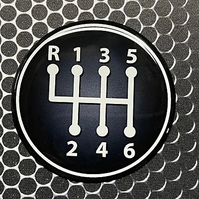Manual Shift Domed Decal Car Emblem 3D Sticker 2.5  6 Speed Shifter Racing BLK • $9.49