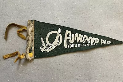 Vintage Funland Park York Beach Maine ME Felt Pennant 9” Rare Souvenir • $18.99