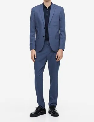 H&M Blue Slim Fit SUIT  (Jacket Size 44R) (pants Size 32R ).. • $100