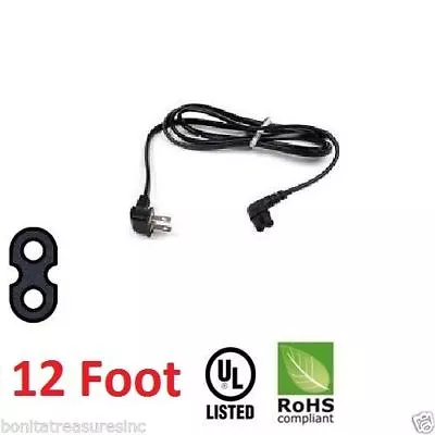 Power Cord For Samsung Led Lcd Tv Smart Extra Long 12 Ft Long 2 Prong Ac Wall  • $14.95