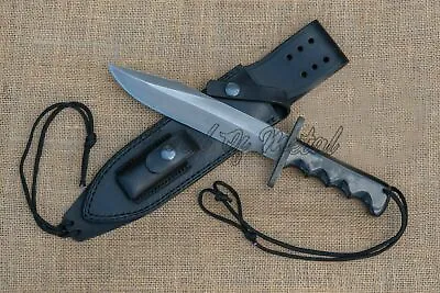 Lom Handmade Carbon Steel G-10 Micarta Acid Wash Bowie Knife With Leather Sheath • $85