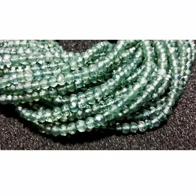 3.5-4mm Green Amethyst Coated Crystal Micro Faceted Rondelles 13 Inches Faceted • $83.09