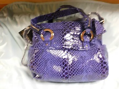 B Makowsky Leather Satchel Shoulder Blue Snakeskin Qvc New With Tags Large • $32.50