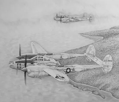  Lightnings Over Leyte --Signed By John Talbot And Col Ken Martin--LE Lithograph • $50