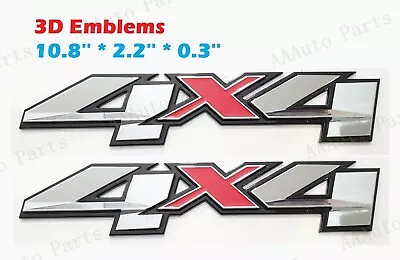 $46.80 • Buy 2PCS Black Chrome 4x4 4 X 4 3D Bed Rear Emblem Badge Decal Silverado GMC Sierra