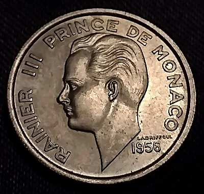 1956 Monaco Prince Rainier III HIGH GRADE 100 Franc World Coin.  • $9.99
