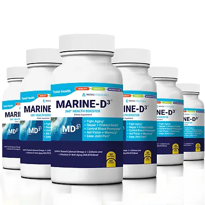 Marine Essentials | Marine-D3 | Anti-Aging | Omega-3 | 6 Bottles (360 Capsules) • $209