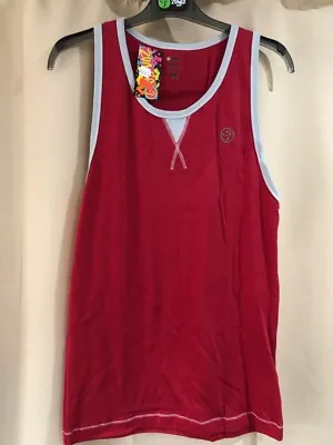 Zumba Red Long Vest Top Shirt Ladies Fitness Gym Training Dance Size XL XXL • £7.49