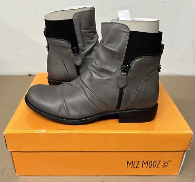 Miz Mooz Laney Womens Leather Ankle Booties Size 5.5-6 Color Gray (Graphite) • $54.95