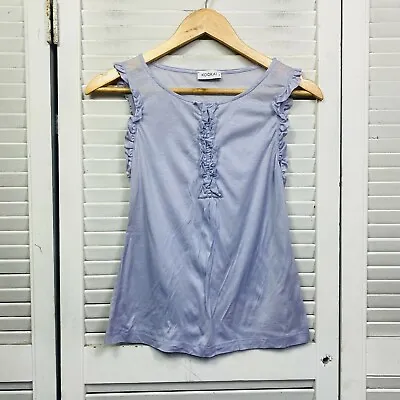 Kookai Top Size 1 (8) Sleeveless Round Neck Ruffle Details 100% Cotton • $9.95