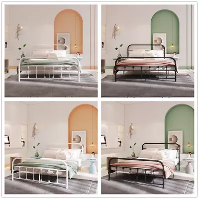 Metal Bed Frame Hospital Victorian Style 4FT 4FT6 Double Size W/ Mattress • £69.99