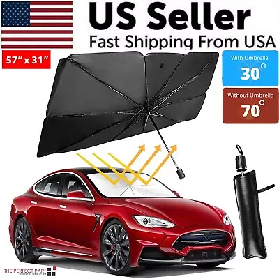 57  Car Windshield Sun Shade Foldable Umbrella Front Window Cover Visor Umbrella • $11.39