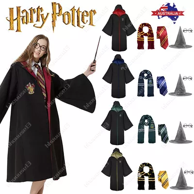 $8.99 • Buy Harry Potter Adult Kids Robe Cloak Gryffindor Slytherin Tie Cosplay Costume Cape