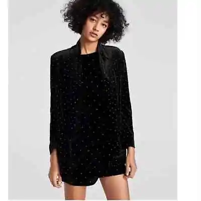 Zara Black Velvet Studded Blazer • $80