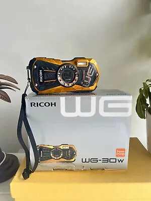 £130 • Buy RICOH Waterproof Digital Camera RICOH WG-30 W Frame Orange Underwater 12m