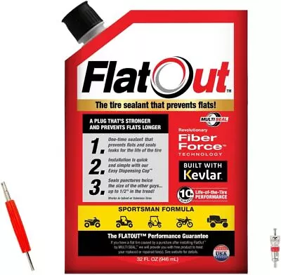 Flat Out Off Road Tire Sealant Sportsman Formula With Valve Core Tool RED  • $25.95