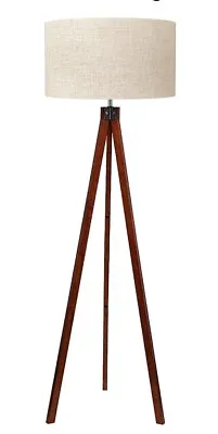 LePower Mid Century Style Floor Tripod Lamp Wood With Lamp Shade • $29.95