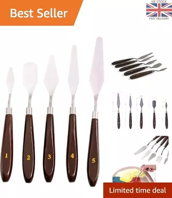 Stainless Steel Palette Knives Set - Wooden Handle 5 Pcs Art Supply For Oil... • £8.99