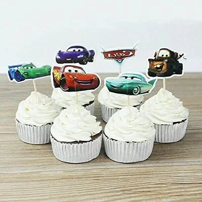 £4.49 • Buy 24 Pcs Disney Cars Lightning Mcqueen Birthday Cake Pick Topper Cake Decoration